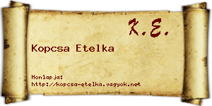 Kopcsa Etelka névjegykártya